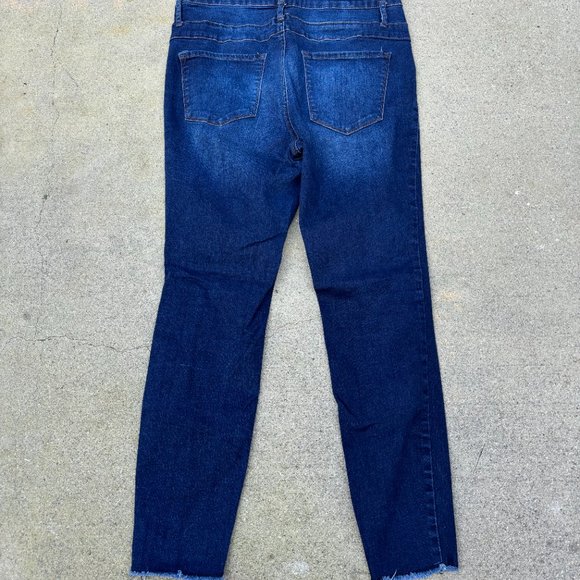 Refuge High Waist Skinny 3 Button Stretch Distressed Denim Jeans Size 31x27 - Picture 6 of 8